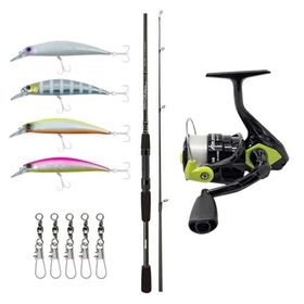 Okuma Wave Power 2.74 cm 7-30 gr 2 Parça Spin Kamışı + Okuma Fin Chaser X FNX-40NG Blue 1BB Olta Makinesi Spin Olta Seti