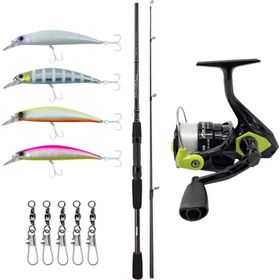 Okuma Wave Power 8'0 2.44 cm 15-40 gr 2 Parça Spin Kamışı + Okuma Fin Chaser X FNX-40NG Blue 1BB Olta Makinesi Spin Olta Seti