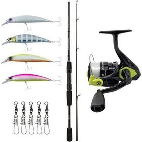 Okuma Wave Power 8'0 2.44 cm 15-40 gr 2 Parça Spin Kamışı + Okuma Fin Chaser X FNX-40NG Blue 1BB Olta Makinesi Spin Olta Seti
