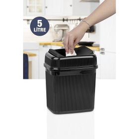 Okyanus Home 5 lt Siyah Fitilli Çöp Kovası