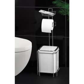 Okyanus Home Krom Yedekli WC Kağıtlık ve Kare Beyaz Çöp Kovası