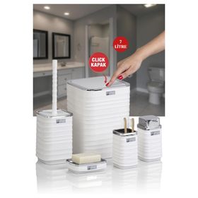 Okyanus Home Luna Beyaz Kromlu Kare 5'li Banyo Seti