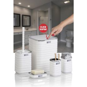 Okyanus Home Luna Beyaz Kromlu Kare 5'li Banyo Seti