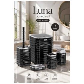 Okyanus Home Luna Siyah Kromlu Kare 5'li Banyo Seti