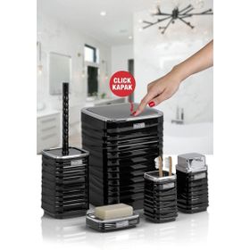 Okyanus Home Luna Siyah Kromlu Kare 5'li Banyo Seti