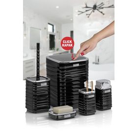 Okyanus Home Luna Siyah Kromlu Kare 5'li Banyo Seti