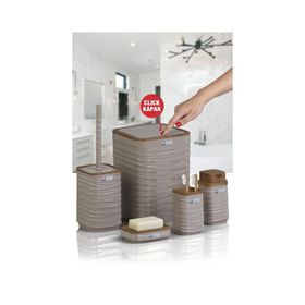 Okyanus Home Luna Vizon Ahşap Desenli Kare 5'li Banyo Seti