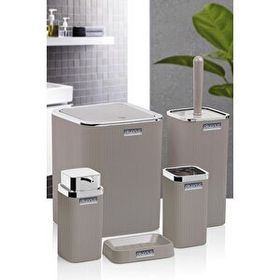 Okyanus Home Stella Vizon Kromlu Çizgili Kare 5'li Banyo Seti
