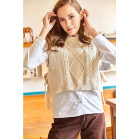 Olalook 00000017 Kadın Taş Yanı Bağlamalı Triko Süveter