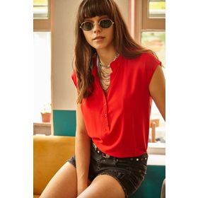 Olalook BLZ-19000279 Kırmızı Kadın Bluz