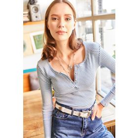 Olalook BLZ-19000588 İndigo Kadın Bluz