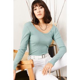 Olalook BLZ-19000722 Su Yeşili Kadın Bluz