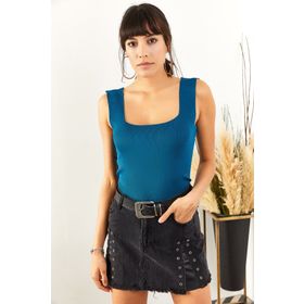 Olalook BLZ-19000853 Petrol Mavisi Kadın Bluz