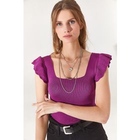 Olalook BLZ-19001035 Mürdüm Kadın Bluz