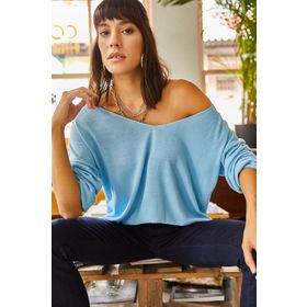 Olalook BLZ-19001586 Bebe Mavi Kadın Bluz