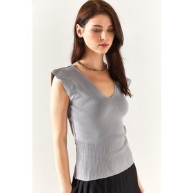 Olalook BLZ-19002207 Gri Kadın Bluz