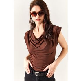Olalook BLZ-19002217 Acı Kahve Kadın Bluz