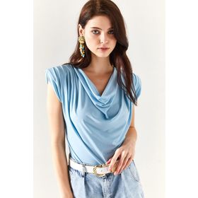 Olalook BLZ-19002217 Bebe Mavi Kadın Bluz