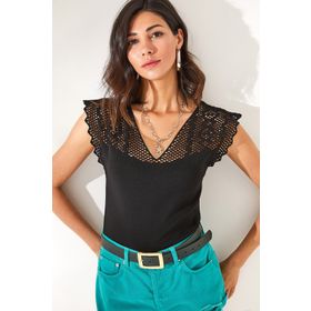 Olalook BLZ-19002312 Siyah Kadın Triko Bluz
