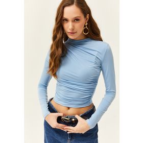 Olalook BLZ-19002426 Bebe Mavi Kadın Bluz