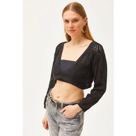 Olalook BLZ-19002507 Siyah Kadın Triko Bluz