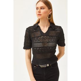 Olalook BLZ-19002509 Siyah Kadın Triko Bluz