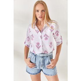 Olalook GML-19000825 Rüzgar Gülü Fuşya Kadın Gömlek