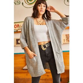 Olalook HRK-19000123 Gri Kadın Hırka