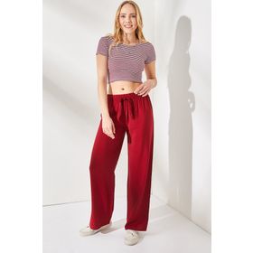 Olalook PNT-19000200 Bordo Kadın Pantolon