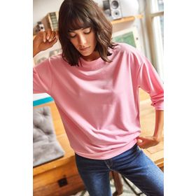 Olalook SWT-19000457 Düz Şeker Pembe Kadın Sweatshirt