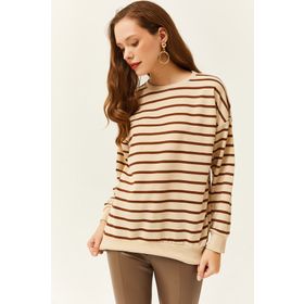Olalook SWT-19000457 Taş Kahve Kadın Sweatshirt