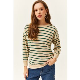 Olalook SWT-19000457 Taş Yeşil Kadın Sweatshirt