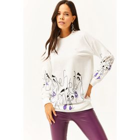 Olalook SWT-19000632 Beyaz Kadın Sweatshirt