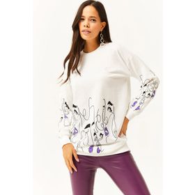 Olalook SWT-19000632 Beyaz Kadın Sweatshirt