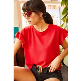 Olalook TSH-19000417 Kırmızı Kadın Tişört