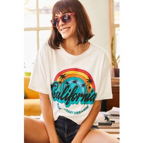 Olalook TSH-19000519 Ekru Kadın Tişört