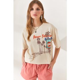 Olalook TSH-19000717 Taş Kadın T-shirt