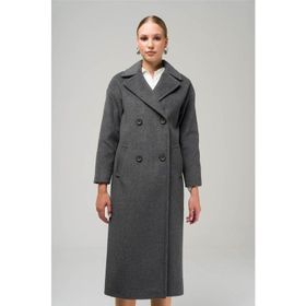 Olcay 3860-Y 1004 Koyu Gri Kruvaze Ara Boy Oversize Kadın Kaban