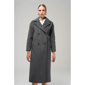 Olcay 3860-Y 1004 Koyu Gri Kruvaze Ara Boy Oversize Kadın Kaban