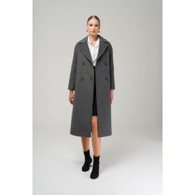 Olcay 3860-Y 1004 Koyu Gri Kruvaze Ara Boy Oversize Kadın Kaban
