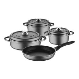 Olika DTS PLU 704 Palladium Plus 7 Parça Gri Döküm Tencere Seti