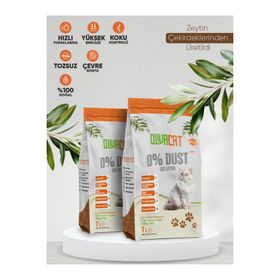 Oliva Cat Zeytin Çekirdeğinden Üretilen Doğal Tozsuz 2x7 L Kedi Kumu
