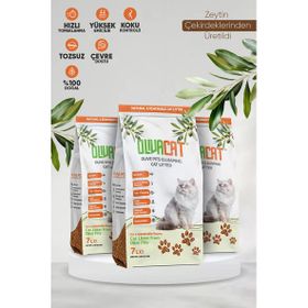 Oliva Cat Zeytin Çekirdeğinden Üretilen Doğal Tozsuz 7 L 3 Adet Kedi Kumu
