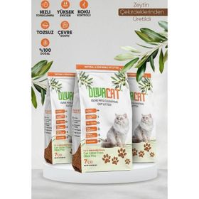 Oliva Cat Zeytin Çekirdeğinden Üretilen Doğal Tozsuz 7 L 3 Adet Kedi Kumu