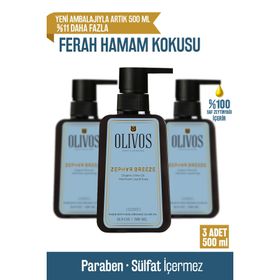 Olivos 3x500 ml Zephyr Breeze Zeytinyağlı Hamam Kokulu Sıvı Sabun