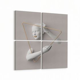 Olla 10007K4 3 Boyut Görsel Kare 4lü 65x65 cm Kanvas Tablo