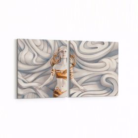 Olla 10009K2Y 3 Boyut Görsel Kare 2 Parça Yatay 65x30 cm Kanvas Tablo