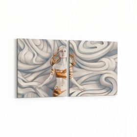 Olla 10009K2Y 3 Boyut Görsel Kare 2 Parça Yatay 65x30 cm Kanvas Tablo