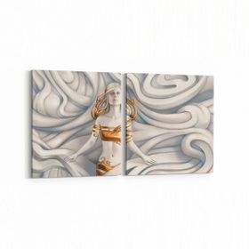 Olla 10009K2Y 3 Boyut Görsel Kare 2 Parça Yatay 65x30 cm Kanvas Tablo