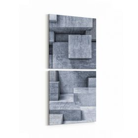 Olla 10015K2D Abstract 3 Boyut Görsel Kare 2 Parça Dikey 30x65 cm Kanvas Tablo